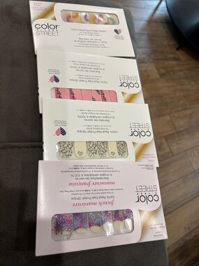 Color Street Pink, Purple, White & Gold Nail Polish Strips Variety Pack
